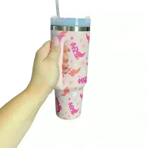 Pink Lily “Howdy” Western Boots 40 oz tumbler - Picture 3 of 7